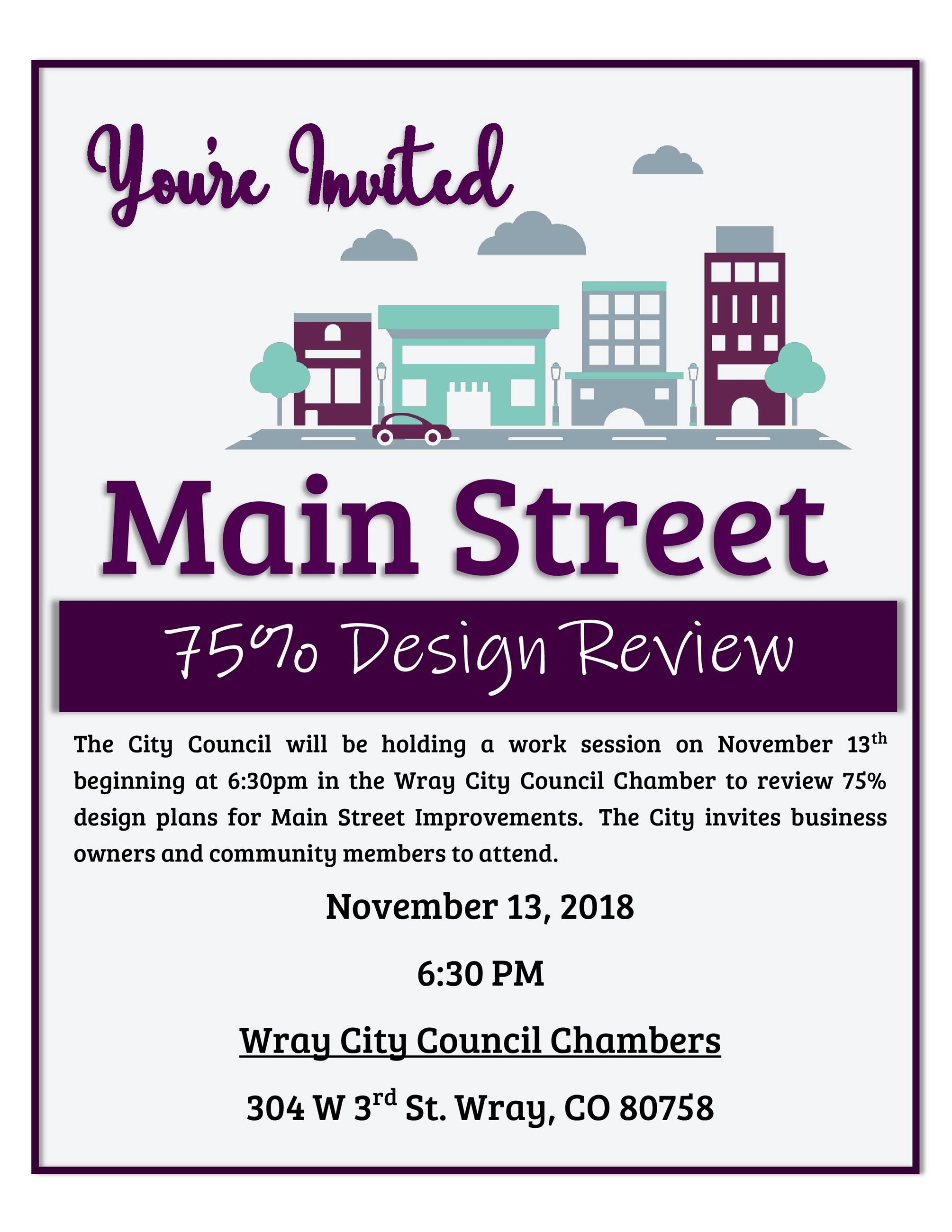 Main Street75% Design Review Invitation